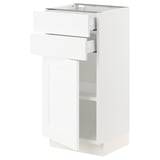 SEKTION / MAXIMERA Armoire inférieure pte/2 tir, blanc Enköping/blanc effet bois, 15x15x30 "