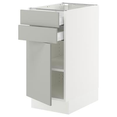 SEKTION / MAXIMERA Armoire inférieure pte/2 tir, blanc/Havstorp gris clair, 15x24x30 "
