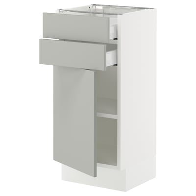 SEKTION / MAXIMERA Armoire inférieure pte/2 tir, blanc/Havstorp gris clair, 15x15x30 "