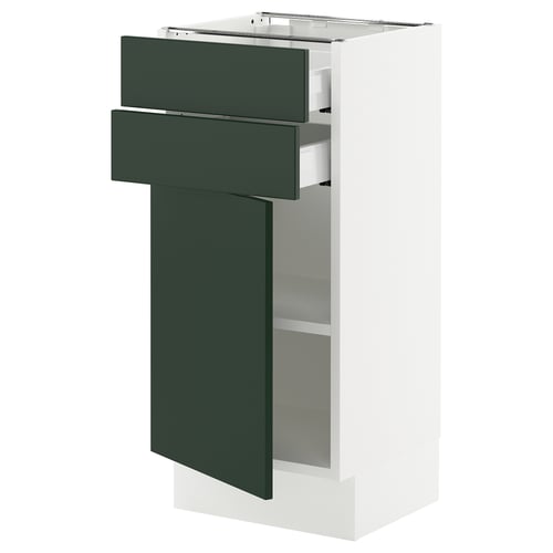 SEKTION / MAXIMERA Armoire inférieure pte/2 tir, blanc/Havstorp vert profond, 15x15x30 "