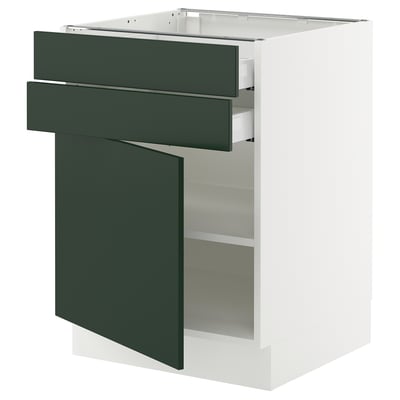 SEKTION / MAXIMERA Armoire inférieure pte/2 tir, blanc/Havstorp vert profond, 24x24x30 "