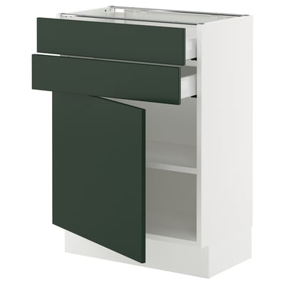 SEKTION / MAXIMERA Armoire inférieure pte/2 tir, blanc/Havstorp vert profond, 24x15x30 "