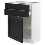 SEKTION / MAXIMERA Armoire inférieure pte/2 tir, blanc/Lerhyttan teinté noir, 24x15x30 "