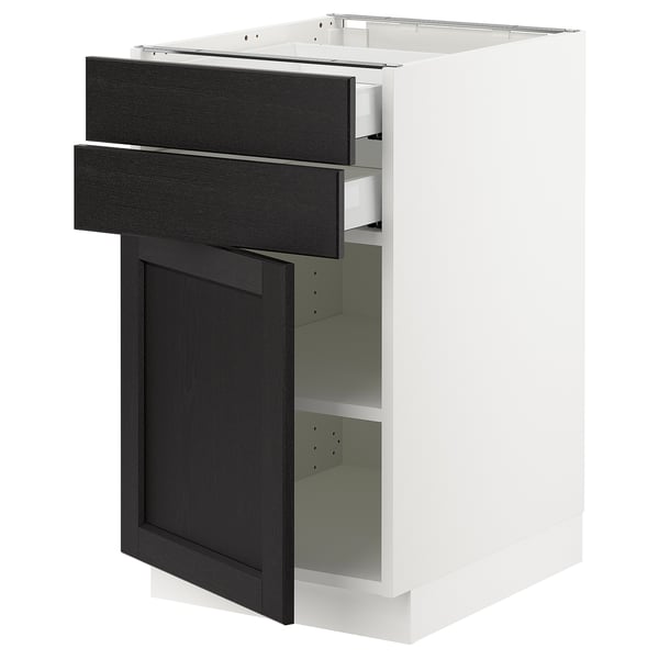 SEKTION / MAXIMERA Armoire inférieure pte/2 tir, blanc/Lerhyttan teinté noir, 18x24x30 "