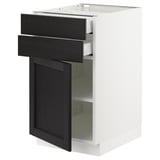 SEKTION / MAXIMERA Armoire inférieure pte/2 tir, blanc/Lerhyttan teinté noir, 18x24x30 "