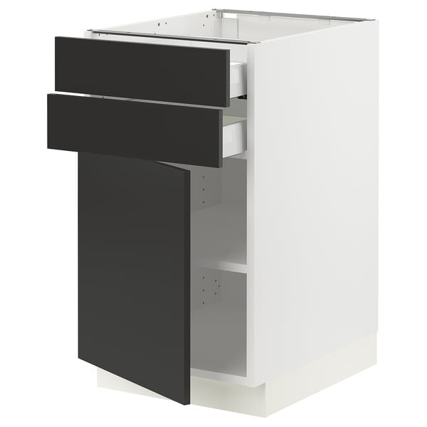 SEKTION / MAXIMERA Armoire inférieure pte/2 tir, blanc/Nickebo anthracite mat, 18x24x30 "