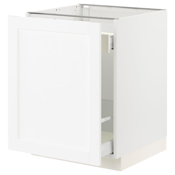 SEKTION / MAXIMERA Armoire inférieure rang coulissant, blanc Enköping/blanc effet bois, 24x24x30 "