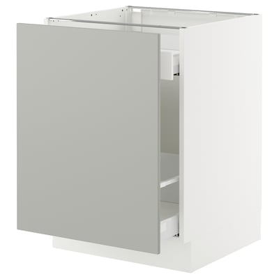 SEKTION / MAXIMERA Armoire inférieure rang coulissant, blanc/Havstorp gris clair, 24x24x30 "