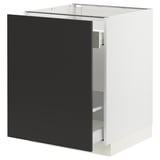 SEKTION / MAXIMERA Armoire inférieure rang coulissant, blanc/Nickebo anthracite mat, 24x24x30 "