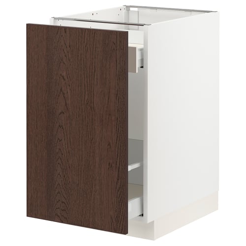 SEKTION / MAXIMERA Armoire inférieure rang coulissant, blanc/Sinarp brun, 18x24x30 "