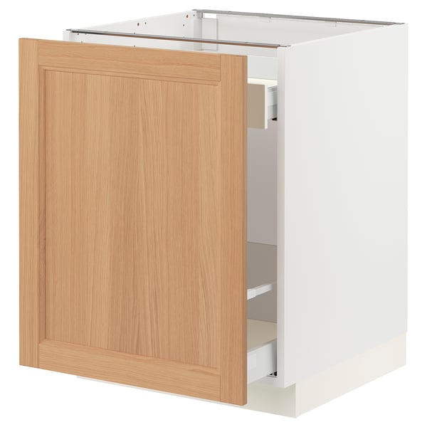 SEKTION / MAXIMERA Armoire inférieure rang coulissant, blanc/Vedhamn chêne, 24x24x30 "