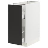SEKTION / MAXIMERA Armoire inférieure+rgts coulissants, blanc/Nickebo anthracite mat, 12x24x30 "