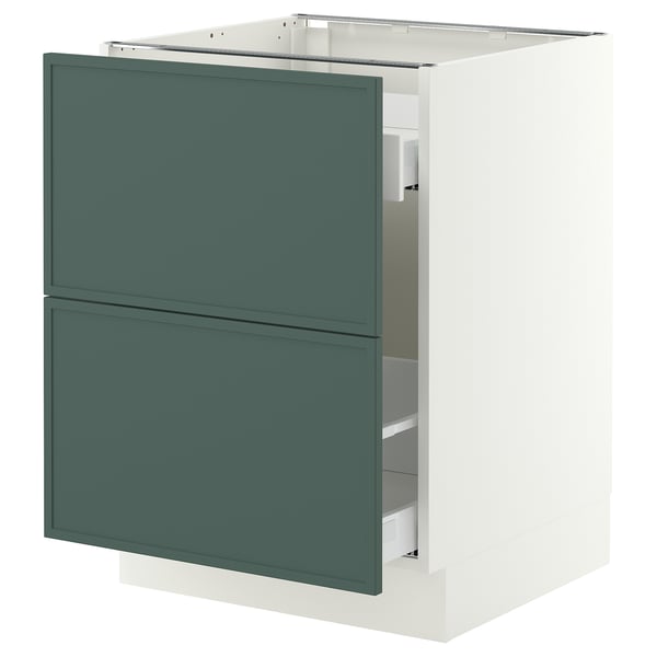 SEKTION / MAXIMERA Armoire inférieure tri/2 faces, blanc/Aspudden gris-vert foncé, 24x24x30 "
