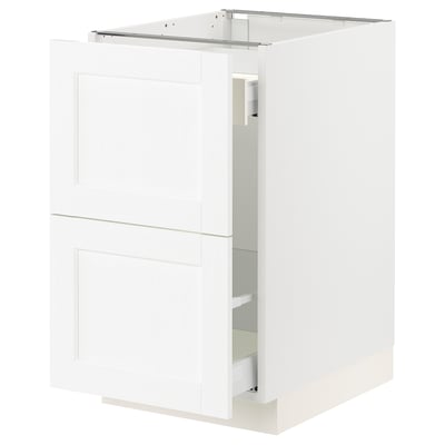 SEKTION / MAXIMERA Armoire inférieure tri/2 faces, blanc Enköping/blanc effet bois, 18x24x30 "