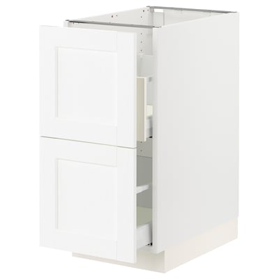 SEKTION / MAXIMERA Armoire inférieure tri/2 faces, blanc Enköping/blanc effet bois, 15x24x30 "