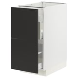 SEKTION / MAXIMERA Armoire inférieure tri/2 faces, blanc/Nickebo anthracite mat, 15x24x30 "