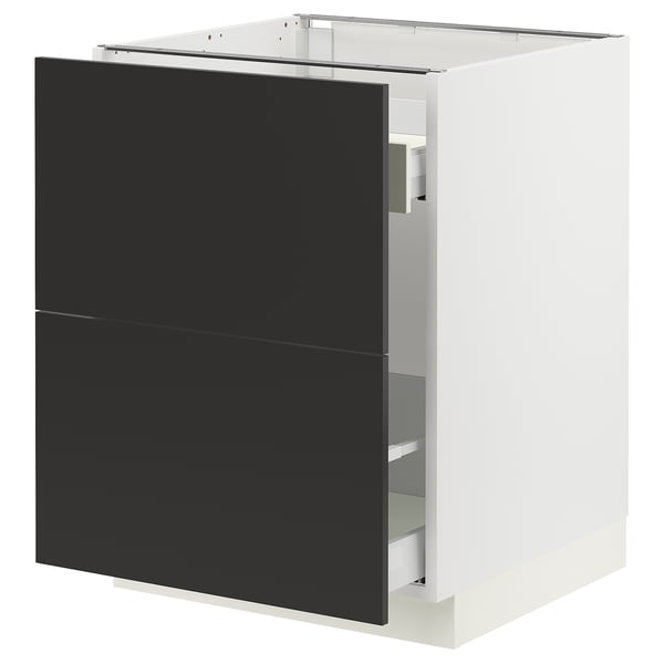 SEKTION / MAXIMERA Armoire inférieure tri/2 faces, blanc/Nickebo anthracite mat, 24x24x30 "