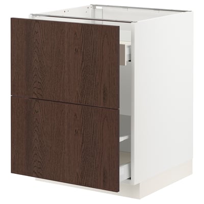 SEKTION / MAXIMERA Armoire inférieure tri/2 faces, blanc/Sinarp brun, 24x24x30 "