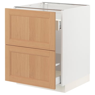 SEKTION / MAXIMERA Armoire inférieure tri/2 faces, blanc/Vedhamn chêne, 24x24x30 "