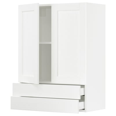 SEKTION / MAXIMERA Armoire murale 2portes/2tiroirs, blanc Enköping/blanc effet bois, 30x15x40 "