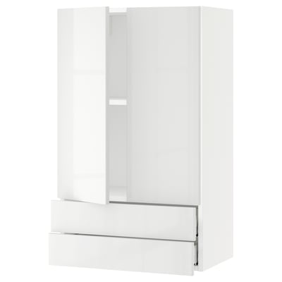 SEKTION / MAXIMERA Armoire murale 2portes/2tiroirs, blanc/Ringhult blanc, 24x15x40 "