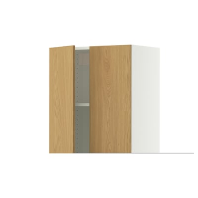 SEKTION / MAXIMERA Armoire murale 2portes/2tiroirs, blanc/Sinarp chêne plaqué, 24x15x40 "