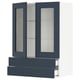 SEKTION / MAXIMERA Armoire murale+2ptes vitrées/2tir, blanc Axstad/mat bleu, 30x15x40 "