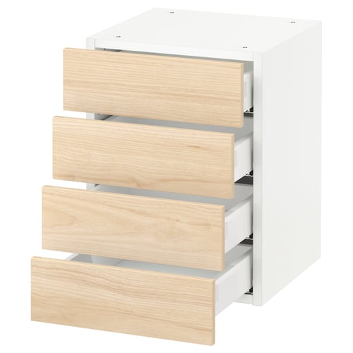 SEKTION / MAXIMERA Armoire murale 4 tiroirs, blanc/Askersund effet frêne clair, 15x15x20 "
