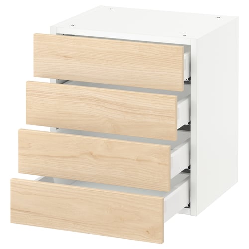 SEKTION / MAXIMERA Armoire murale 4 tiroirs, blanc/Askersund effet frêne clair, 18x15x20 "