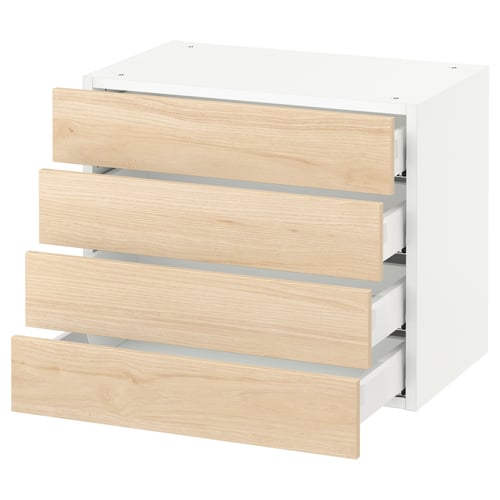 SEKTION / MAXIMERA Armoire murale 4 tiroirs, blanc/Askersund effet frêne clair, 24x15x20 "