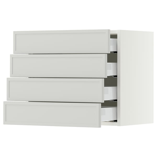 SEKTION / MAXIMERA Armoire murale 4 tiroirs, blanc/Aspudden gris clair, 24x15x20 "