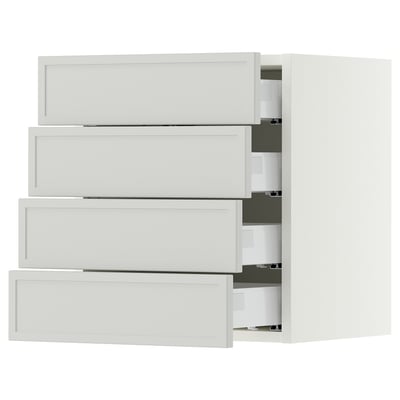 SEKTION / MAXIMERA Armoire murale 4 tiroirs, blanc/Aspudden gris clair, 18x15x20 "