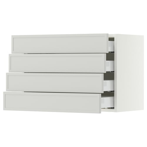 SEKTION / MAXIMERA Armoire murale 4 tiroirs, blanc/Aspudden gris clair, 30x15x20 "