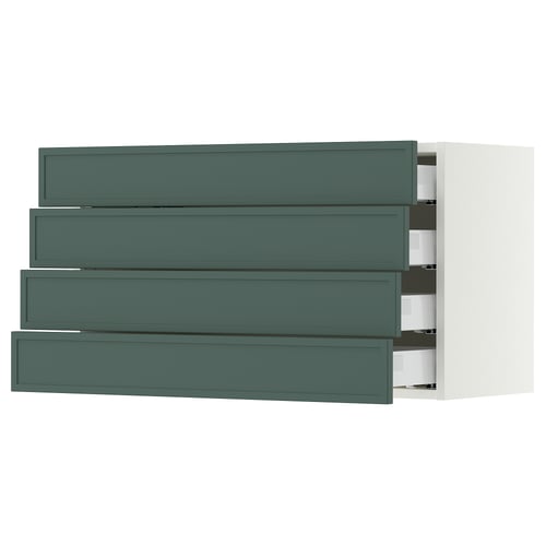 SEKTION / MAXIMERA Armoire murale 4 tiroirs, blanc/Aspudden gris-vert foncé, 36x15x20 "