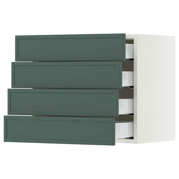 SEKTION / MAXIMERA Armoire murale 4 tiroirs, blanc/Aspudden gris-vert foncé, 24x15x20 "