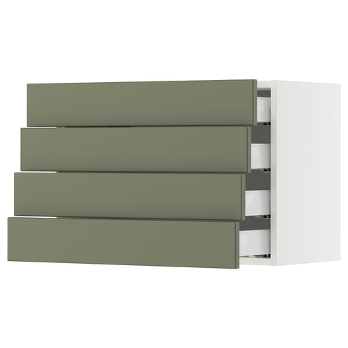 SEKTION / MAXIMERA Armoire murale 4 tiroirs, blanc/Axstad gris-vert, 30x15x20 "
