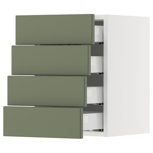 SEKTION / MAXIMERA Armoire murale 4 tiroirs, blanc/Axstad gris-vert, 15x15x20 "