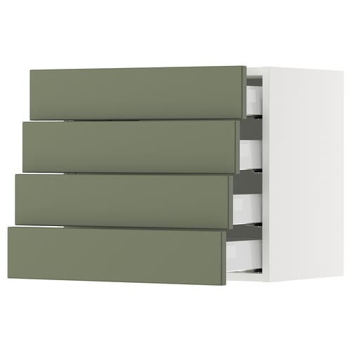 SEKTION / MAXIMERA Armoire murale 4 tiroirs, blanc/Axstad gris-vert, 24x15x20 "