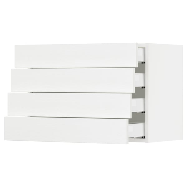 SEKTION / MAXIMERA Armoire murale 4 tiroirs, blanc Enköping/blanc effet bois, 30x15x20 "