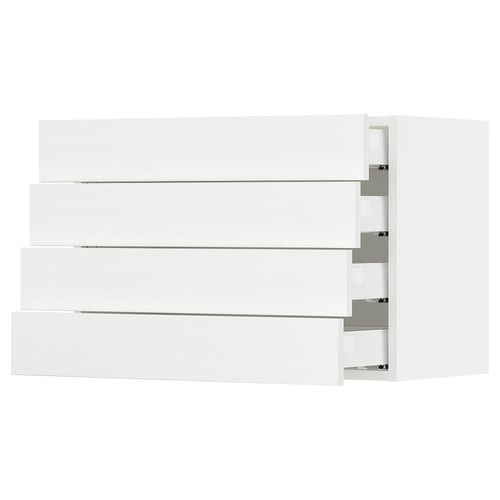 SEKTION / MAXIMERA Armoire murale 4 tiroirs, blanc Enköping/blanc effet bois, 30x15x20 "
