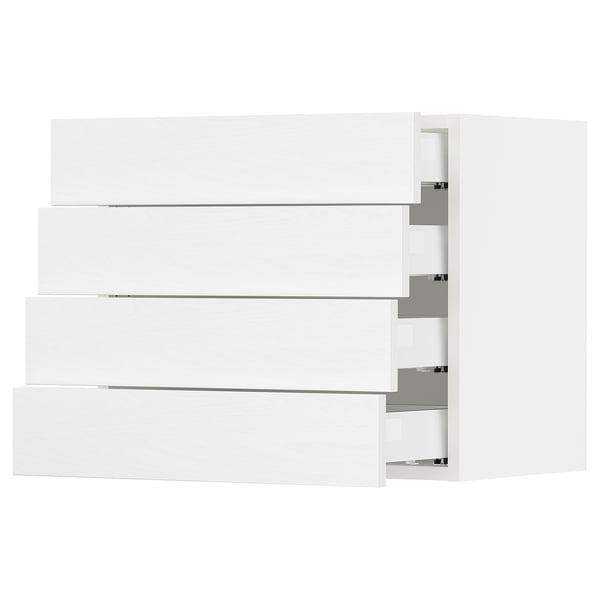 SEKTION / MAXIMERA Armoire murale 4 tiroirs, blanc Enköping/blanc effet bois, 24x15x20 "