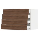 SEKTION / MAXIMERA Armoire murale 4 tiroirs, blanc Enköping/brun effet noyer, 30x15x20 "