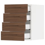 SEKTION / MAXIMERA Armoire murale 4 tiroirs, blanc Enköping/brun effet noyer, 15x15x20 "