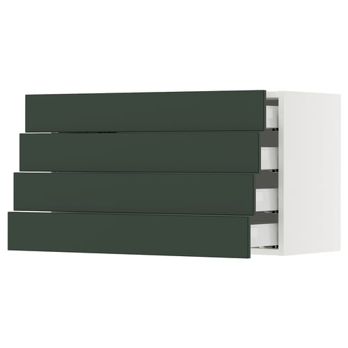 SEKTION / MAXIMERA Armoire murale 4 tiroirs, blanc/Havstorp vert profond, 36x15x20 "