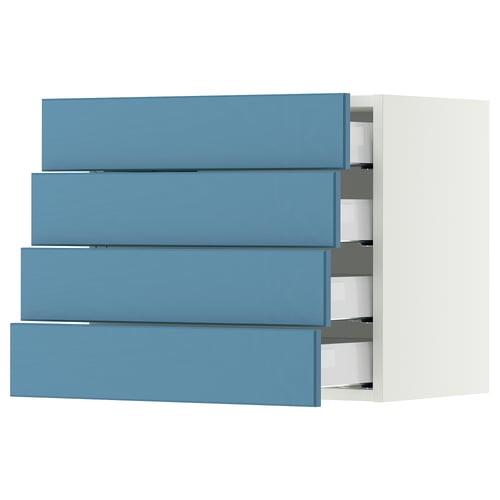 SEKTION / MAXIMERA Armoire murale 4 tiroirs, blanc/Lerhyttan bleu, 24x15x20 "