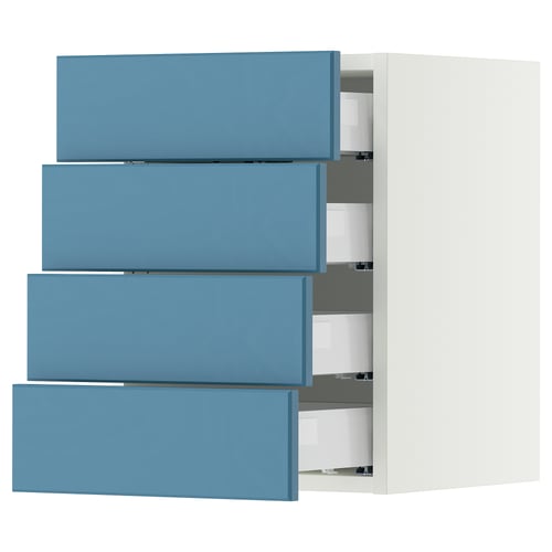 SEKTION / MAXIMERA Armoire murale 4 tiroirs, blanc/Lerhyttan bleu, 15x15x20 "