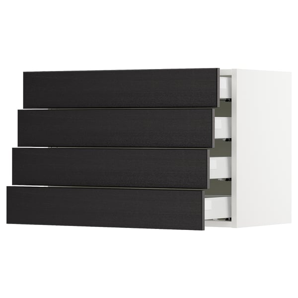 SEKTION / MAXIMERA Armoire murale 4 tiroirs, blanc/Lerhyttan teinté noir, 30x15x20 "