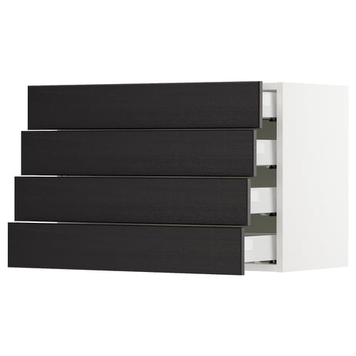 SEKTION / MAXIMERA Armoire murale 4 tiroirs, blanc/Lerhyttan teinté noir, 30x15x20 "