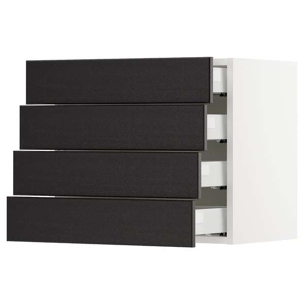 SEKTION / MAXIMERA Armoire murale 4 tiroirs, blanc/Lerhyttan teinté noir, 24x15x20 "