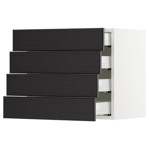 SEKTION / MAXIMERA Armoire murale 4 tiroirs, blanc/Lerhyttan teinté noir, 24x15x20 "